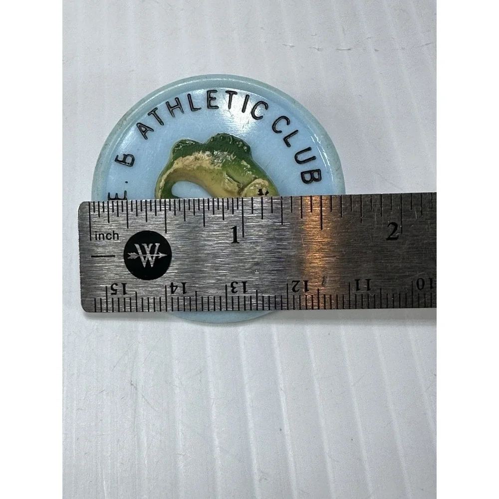 VINTAGE 1976 EB ATHLETIC CLUB FISHING DERBY BASS FISH PIN‎ BADGE PIN BACK
